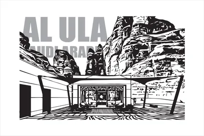 Al Ula Saudi Arabia Desert Resort Vector Illustration
