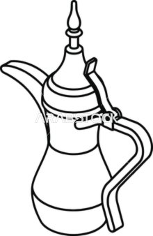 Traditional Arabic Coffee Pot Dallah Vector Line Art