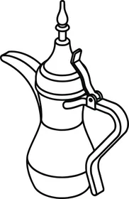 Traditional Arabic Coffee Pot Dallah Vector Line Art