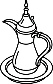 Traditional Arabic Coffee Dallah Vector Line Art