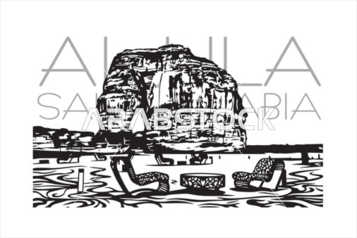 رسم متجهي جبل الفيل العلا السعودية