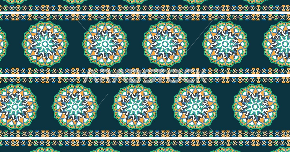 Vector pattern for various graphics, colorful Saudi Arabian Gulf motifs ...