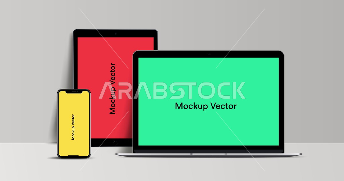 Vector design a set of models for smartphones, design a transparent ...