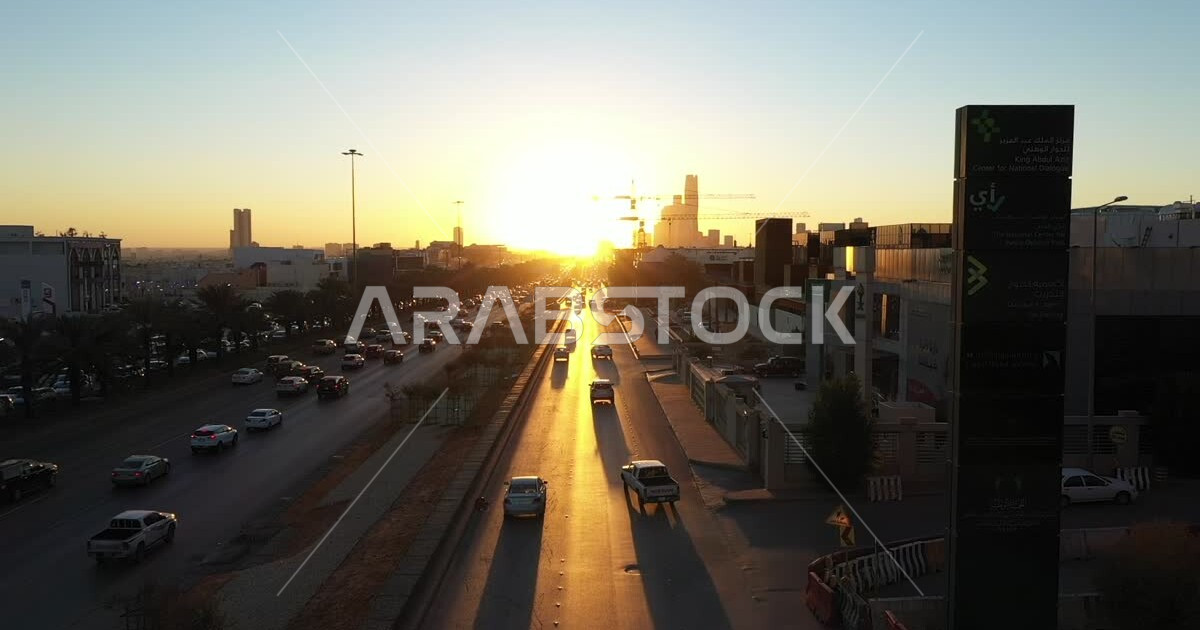 Northern Ring Road at sunset, drone photography for the King Abdulaziz ...