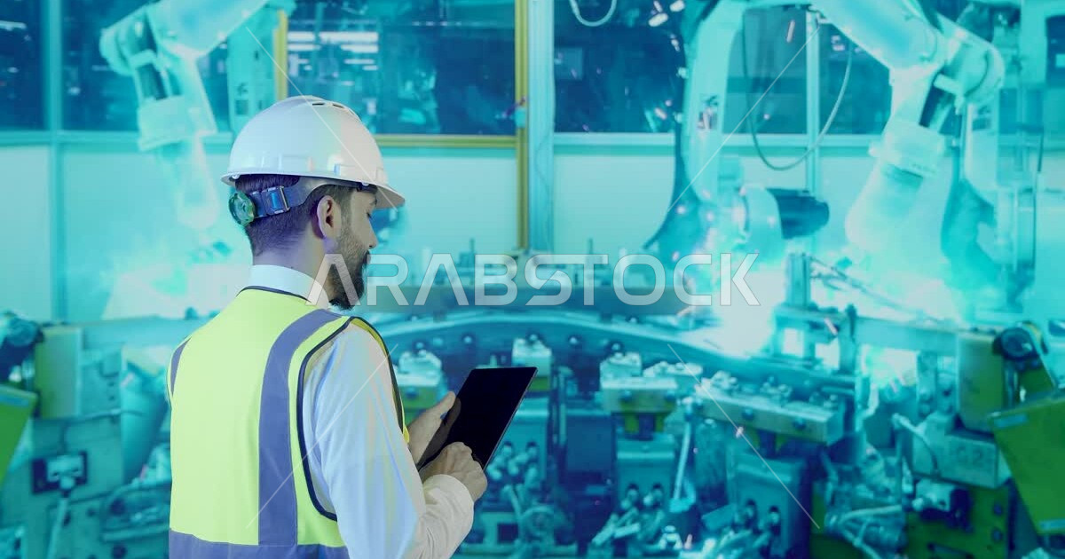 Smart Industries, a modern robot working in the factory, a video from