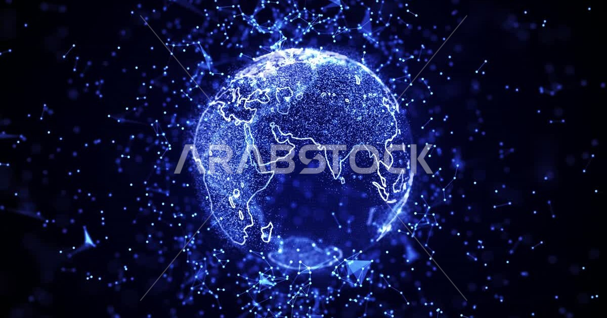 3D digital map, artificial intelligence and future technology, rotation ...