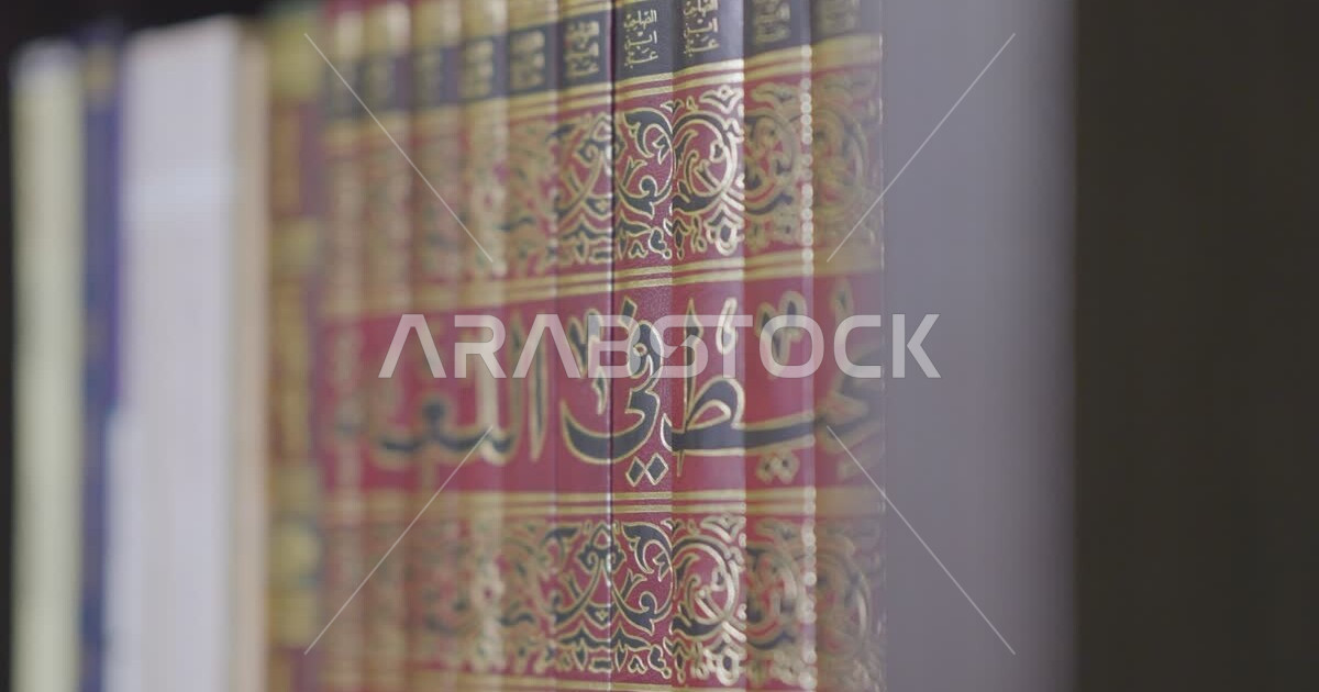 Ancient books are arranged on library shelves, a place for readers and