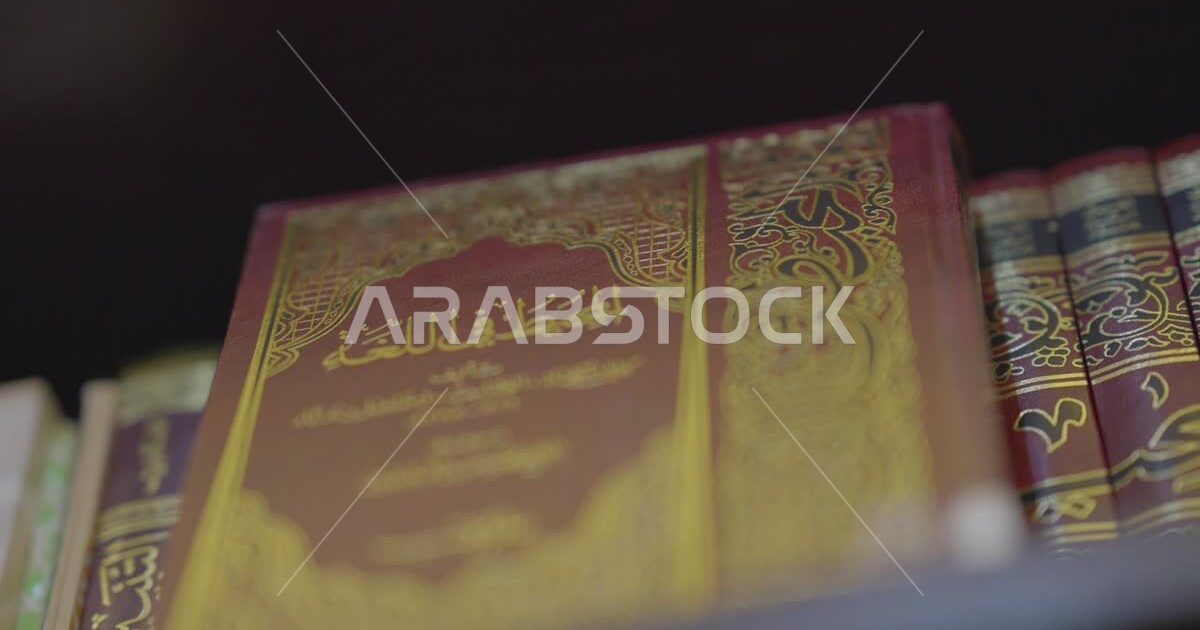 Ancient books are arranged on library shelves, a place for readers and