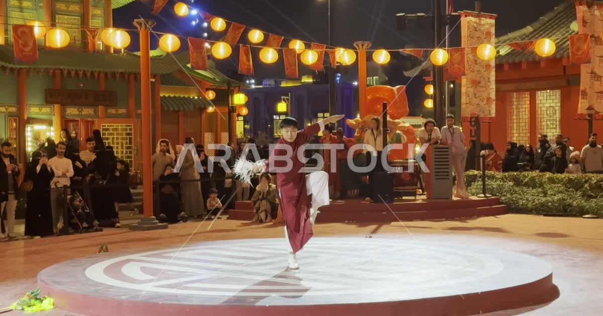 Practicing Kung Fu martial arts, entertainment and tourist places in