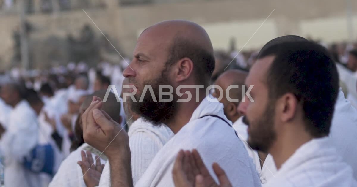 Spiritual atmosphere and feelings, close-up depiction of pilgrims ...