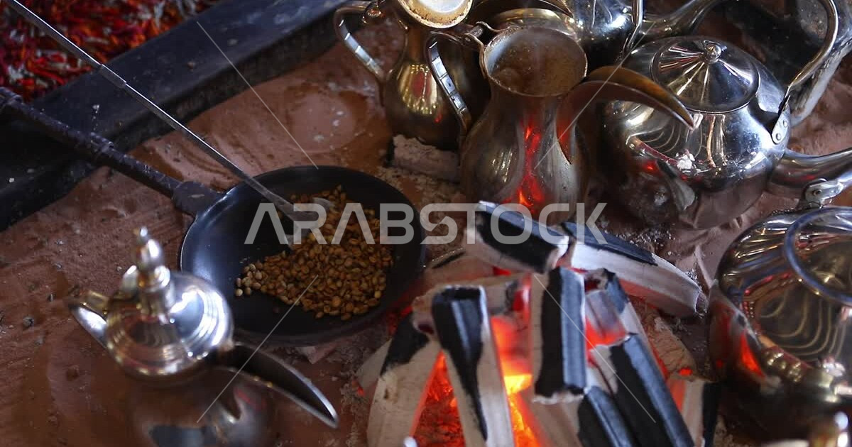 Following authentic customs in making Arabic coffee, local national