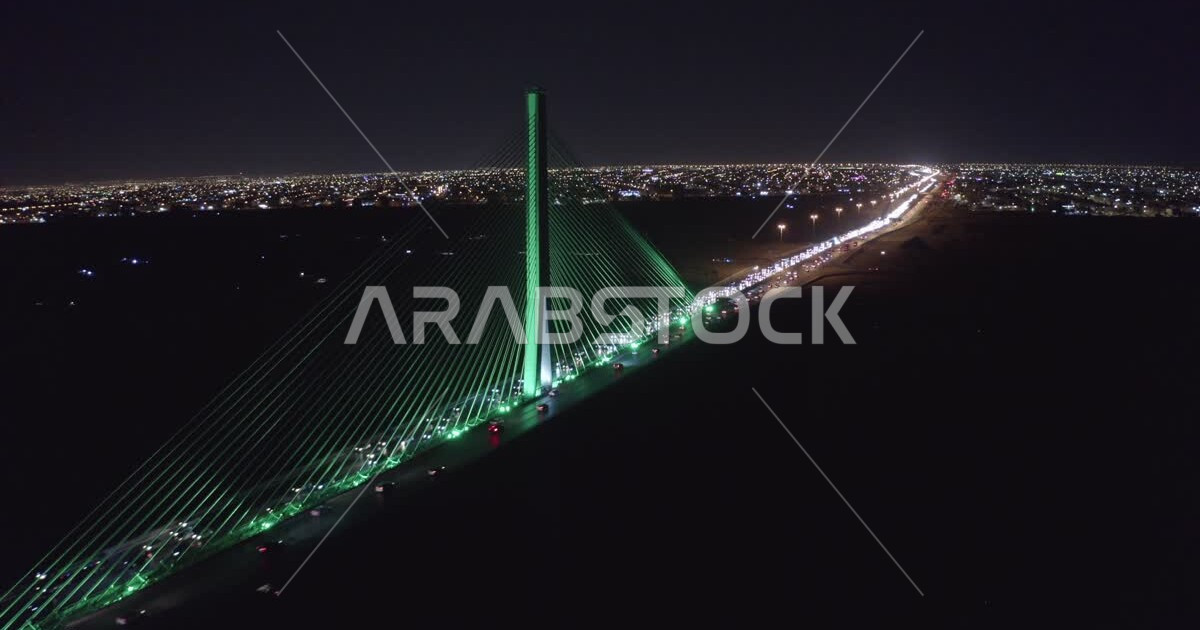 Advanced architecture, traffic and cars at night, aerial drone