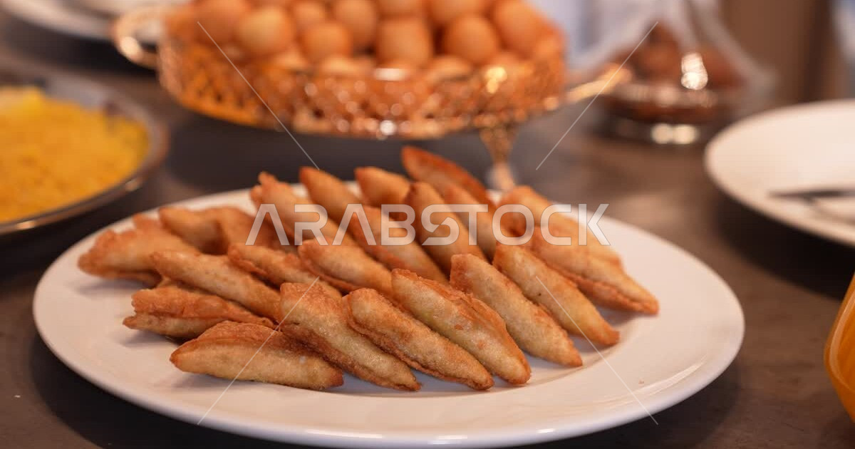 Popular Saudi Arabian appetizers and sweets, breaking the fast at the time of the Maghrib call
