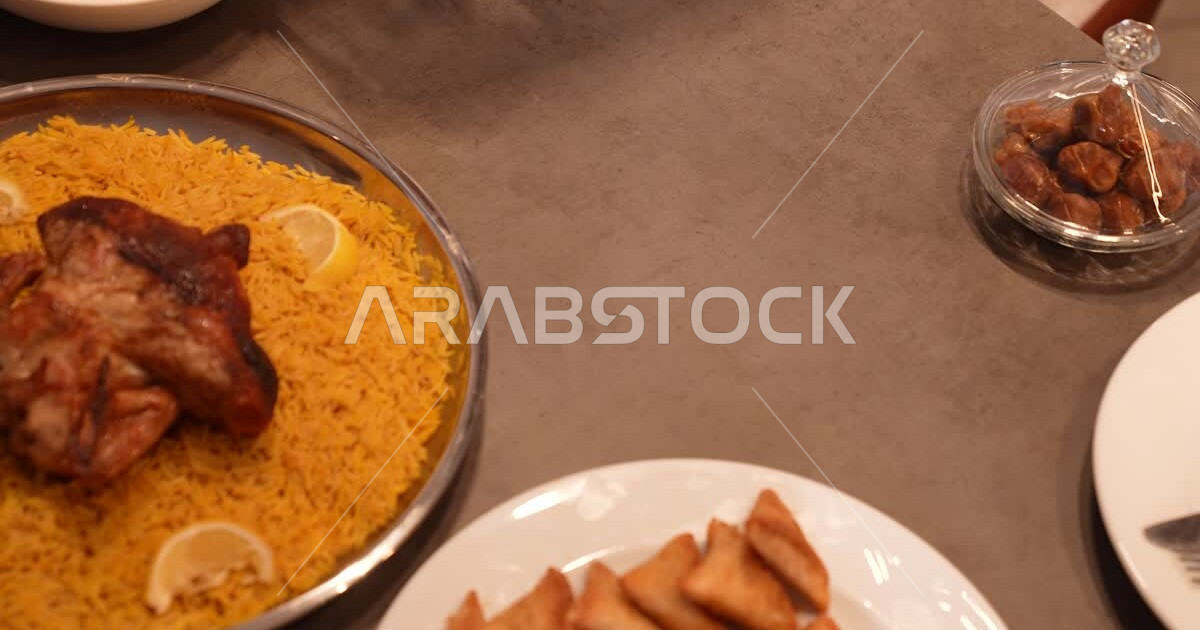 Popular Saudi Arabian sweets, breaking the fast at the time of the Maghrib call to prayer in the