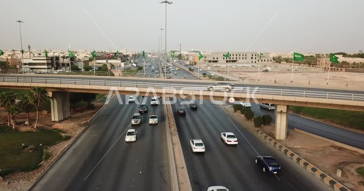 Lifestyle in the capital, traffic and cars moving on the roads and ...