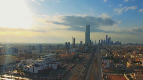 Aerial view of Riyadh downtown in Riyadh, Saudi Arabia.