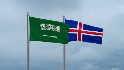 Iceland and Saudi Arabia flags