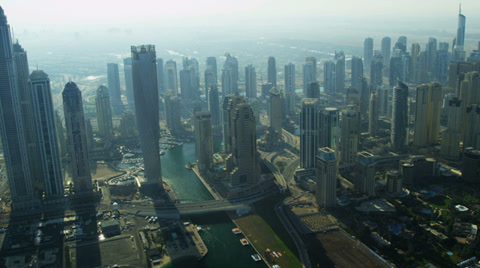 Aerial Skyline view Dubai city