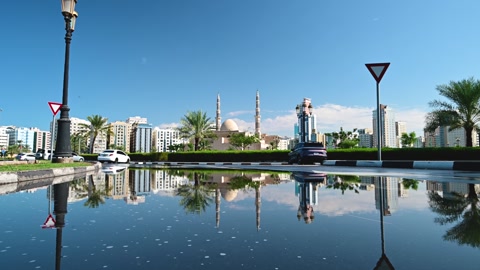 Reflective View of King Faizal Mosque in Sharjah