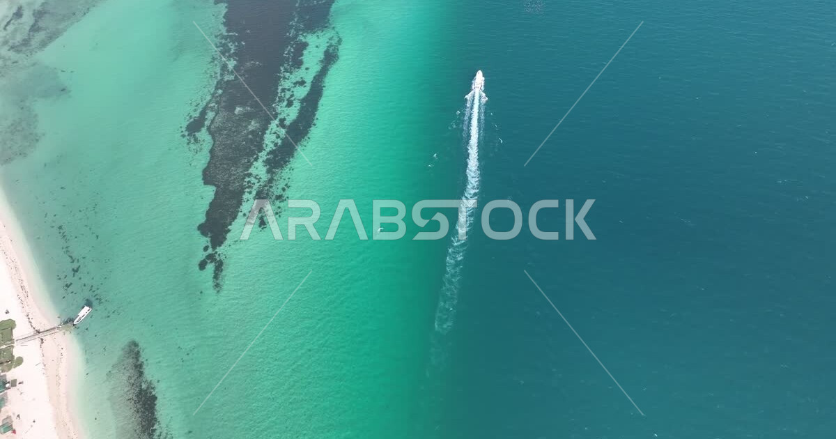 Al Rashed Beach White beach sand, distinctive landscape, aerial drone photography of ...