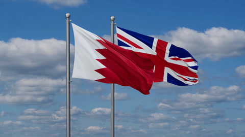 United Kingdom and Bahrain two flags