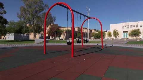 Gardens and recreational parks in the Kingdom of Saudi Arabia, vast green spaces, a famous natural landmark and tourist site, entertainment, fun and amusement games for children in one of the parks of Hail City, a family entertainment park