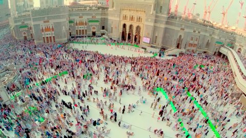 The Grand Mosque from the outside, worship and drawing closer to God, performing Hajj and Umrah rituals, a sacred Islamic religious place, the landmark of the Holy Mosque in Mecca, Islamic architectural style in the Kingdom of Saudi Arabia