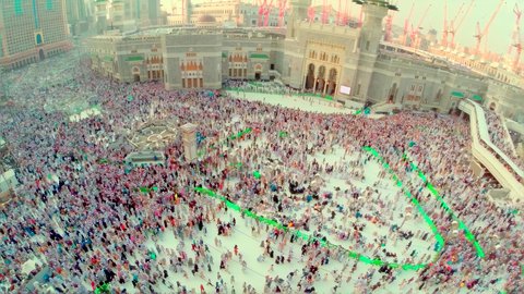 The Grand Mosque from the outside, worship and drawing closer to God, performing Hajj and Umrah rituals, a sacred Islamic religious place, the landmark of the Holy Mosque in Mecca, Islamic architectural style in the Kingdom of Saudi Arabia
