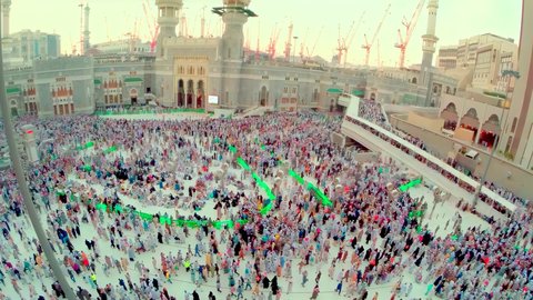 The Grand Mosque from the outside, worship and drawing closer to God, performing Hajj and Umrah rituals, a sacred Islamic religious place, the landmark of the Holy Mosque in Mecca, Islamic architectural style in the Kingdom of Saudi Arabia