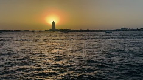The concept of recreation and enjoyment in the summer atmosphere in the sea of Jeddah and South Obhur, the movement of calm sea waves, coastal tourist sites in the Kingdom of Saudi Arabia, attracting and attracting tourists from all over the world.