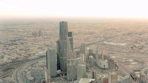 The main destination for finance and business, modern and advanced architectural art, achieving economic and commercial renaissance, urban growth and progress of skyscrapers in the Kingdom of Saudi Arabia, the towers of the King Abdullah Financial District in Riyadh (KAFD)