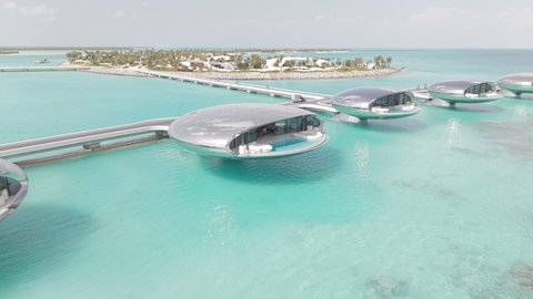 Places to attract tourists from different countries and spend an enjoyable summer vacation, the distinctive natural scenery of the Red Sea, coastal tourist attractions in the city of Jeddah, aerial drone photography of the beach on Shebara Island in the Kingdom of Saudi Arabia, nature background