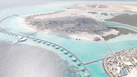 أماكن لجذب السياح من مختلف البلدان وقضاء عطلة صيفية ممتعه، المنظر الطبيعي المتميز في البحر الاحمر, معالم ساحلية سياحية في مدينة جدة, تصوير درون جوي لشاطئ البحر في جزيرة شيبارة في المملكه العربيه السعوديه,  خلفية الطبيعه