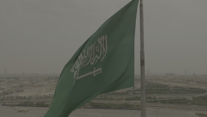 National holidays, occasions and celebrations, Saudi Flag Day, March 11, aerial drone photography of the Saudi flag in Riyadh, Saudi National Day, September 23, the concept of patriotism and belonging to one's homeland