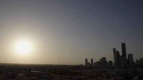 Population density in the capital, towers and skyscrapers in Saudi Arabia, slow motion photography of the capital during the day, architectural art of famous landmarks of Riyadh