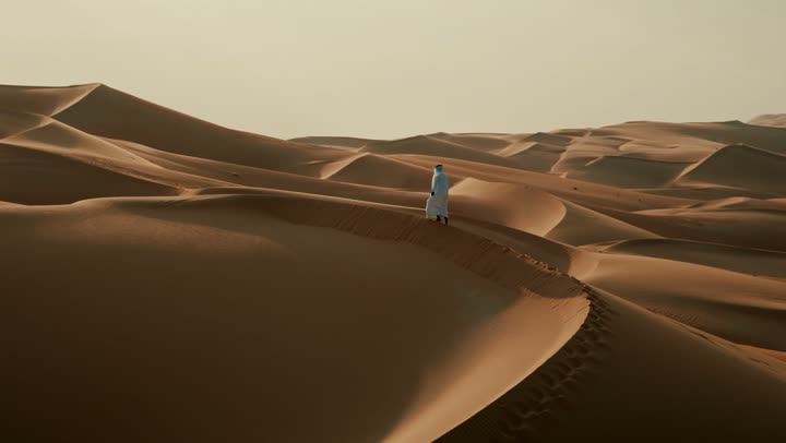 Harsh and dry weather in arid lands, soft golden dunes and natural terrain in the United Arab Emirates, landscape and soft golden sand in the desert, sand formations and formations in deserts, nature background