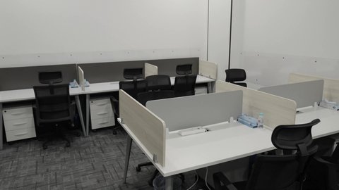 Modern design for offices of companies in the Kingdom of Saudi Arabia, elegant interior designs and decorations in a modern style, modern office equipment with stylish and comfortable furniture, large glass facades in the workplace.