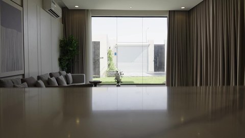 Living room with luxurious home furnishings, modern living room interior design in a luxury chalet, suite furnishing with all the high-end furnishings, high-end interior decor for villas and residential apartments in the Kingdom of Saudi Arabia.