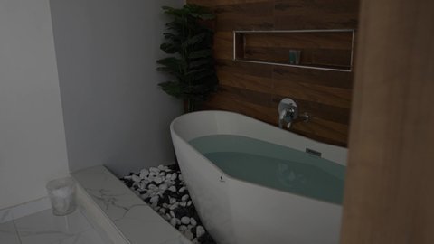 Luxury marble bathroom in a chalet, luxury designs and decorations for interior bathrooms and bathtubs in luxury apartments, villas and tourist apartments in Saudi Arabia, contemporary interior bathroom in a modern home