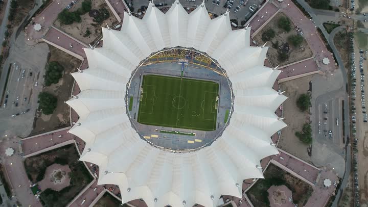King Fahd International Stadium for Football in the Kingdom of Saudi Arabia, sports fields and clubs, a place for training and recreational activities, practicing the hobby of playing football, the tent stadium in the city of Riyadh.