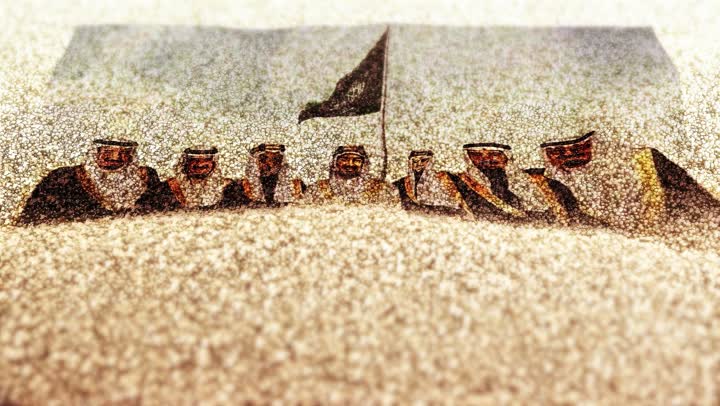 3D animation scene of soft golden sand in the desert, the kings of Saudi Arabia, the founding king Abdulaziz and King Salman, Saudi National Day, September 23, a national occasion and celebration