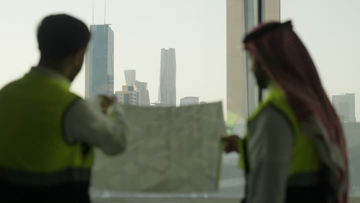 Planning and creating architectural plans, a group of Arab Gulf Saudi engineers are working on discussing the construction plan and accurately determining the measurements within the company's headquarters, following up on the implementation of the established engineering plans, and the companies specialized in construction workshops and contracting.