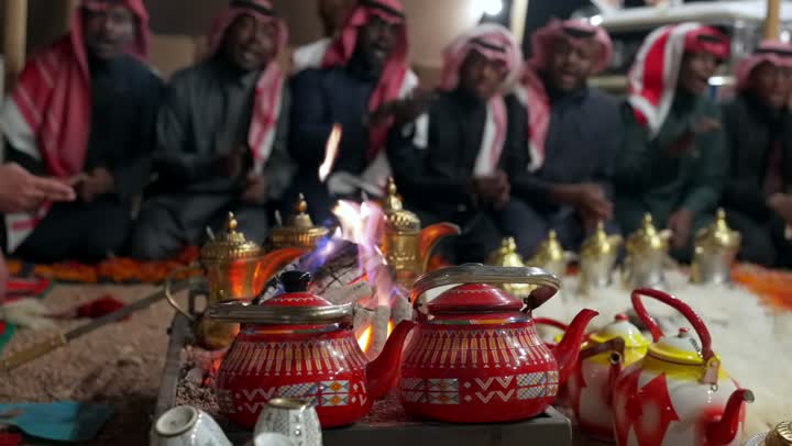 Popular singing art, Najdi Arda, chants, and folk dancing, arts and performances of Saudi folklore, folk dances in national occasions, festivals, and holidays in the Kingdom of Saudi Arabia.