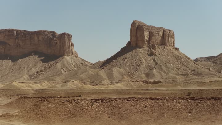 A natural view of the Tuwaiq mountain range west of Riyadh in the Kingdom of Saudi Arabia, distinctive tourist areas in Riyadh, famous tourist landmarks.