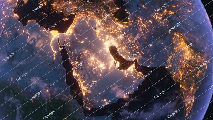 Planet Earth at Night. Near East. View from Space Orbit. Night Globe