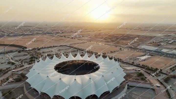 Aerial View of Riyadh Stadium Sunrise
