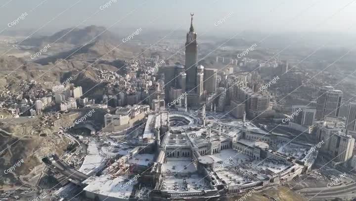 مكة المكرمة، شوارع، فنادق، برج ساعة مكة المكرمة، المسجد الحرام، منظر جوي بطائرة بدون طيار