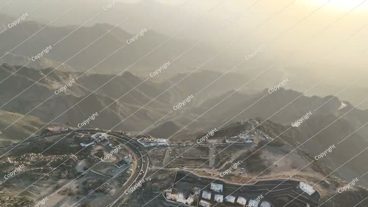 Al Taif drone 4k video Aerial view, Al Hada Mountain in Taif City top view