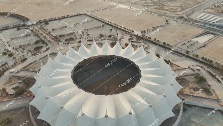Aerial View of Riyadh Stadium Sunrise