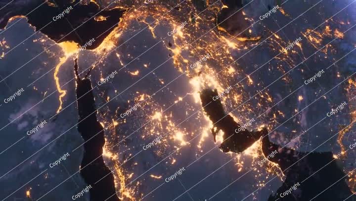 Planet Earth at Night. Near East, Arabian Peninsula. View from Space Orbit.